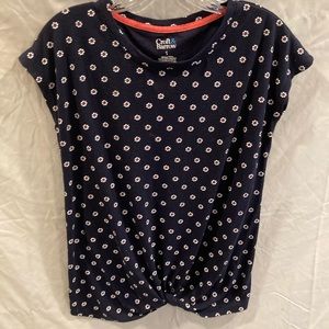 Navy floral shirt with knot front